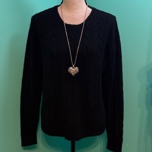 CH Laing Elegant Black Cashmere Cable Knit Sweater